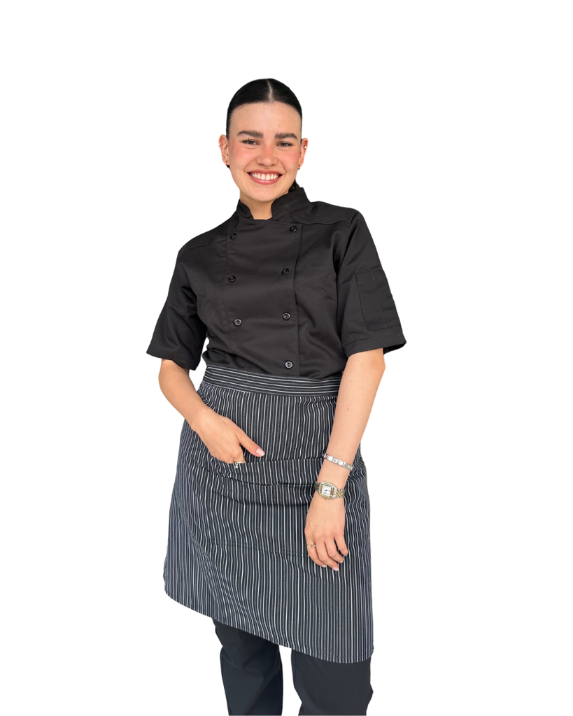 [R92304-010-M] zittro Medio Mandil Delantal Chef Unisex Rayas
