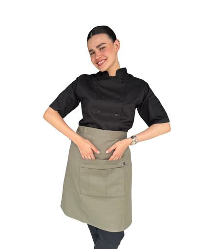 [R92351 350 M] zittro Medio mandil delantal chef Verde Cemento. R92351-333